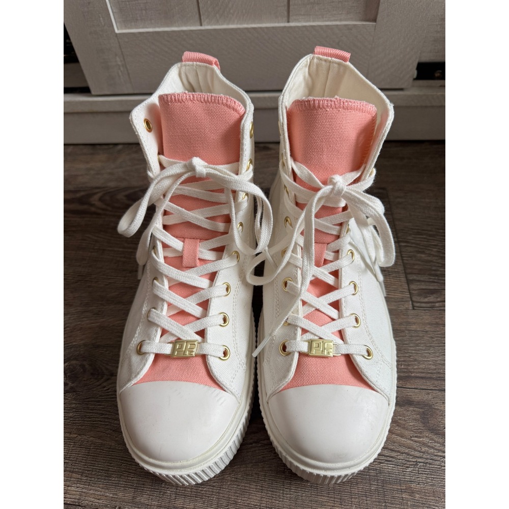 PF Flyers All American Hi White Pink Canvas Platform High Top Sneakers